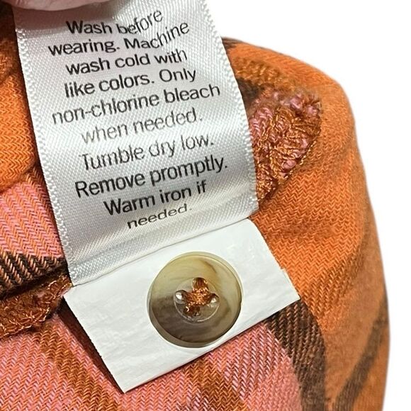 Sonoma Women’s Plaid Button-Up Shirt in Orange and Pink, Size LP, NWT - Picture 7 of 8